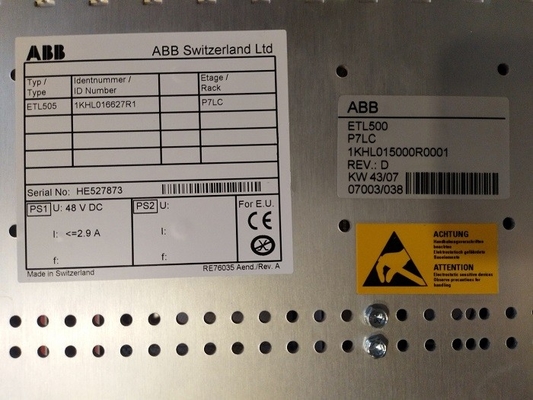 Peças sobresselentes 1KHL015000R0001 do PLC do chassi do sistema de controlo de P7LC ABB