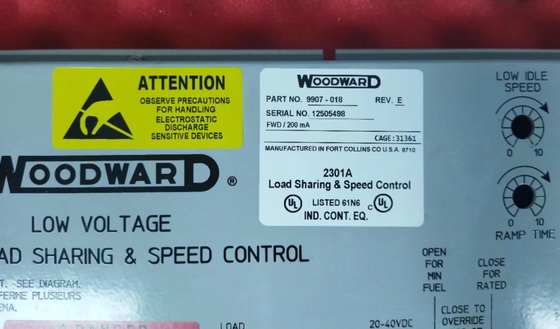 Woodward 9907-018 Controlador de velocidade de acção para a frente Série 2301A