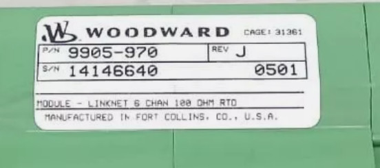Woodward 9905-970 Módulo de entrada de 6 canais 24 Vdc -40°C a +85°C em estoque
