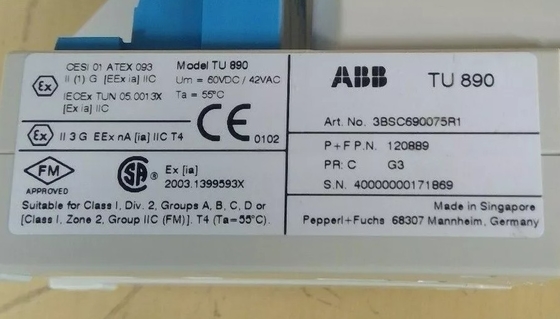 ABB TU890 3BSC690075R1 Unidade de terminação de módulos com interface de segurança intrínseca