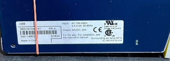 ABB SD834 3BSC610067R1 Fornecimento de energia S800 Módulo de entrada/saída DCS Peças em estoque