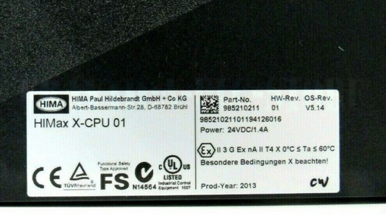 X-CPU 01 985210211 Módulo Processador HIMA HIMAtrix CPU