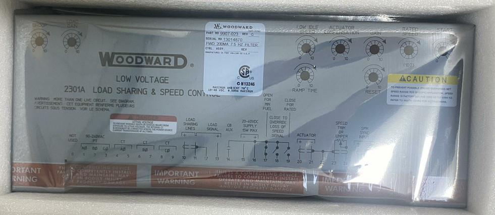 Woodward 9907-023 Controle de velocidade de ação para a frente 4 ̊20 mA ou 1 ̊5 Vdc 2301A -40 a +158 °F
