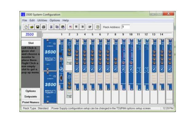 Bently Nevada 3500/01 Software de configuração de rack com interface fácil de usar para comissionamento do sistema e visualizações de dados em tempo real